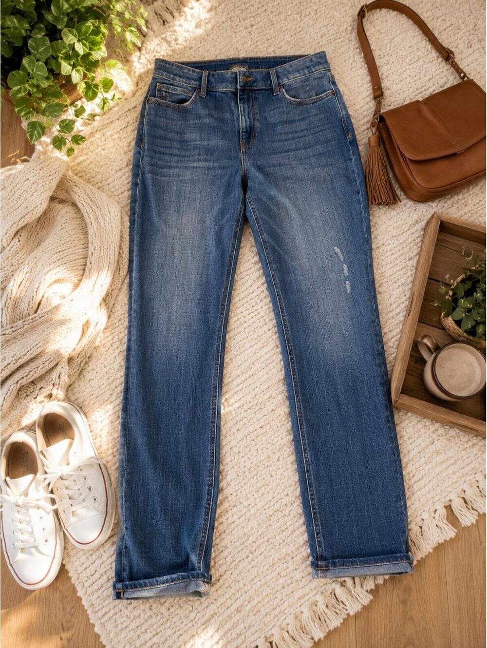 Cosmic Blue Love Jeans Women Size 32 Blue Stretch Straight Slim Denim Pants